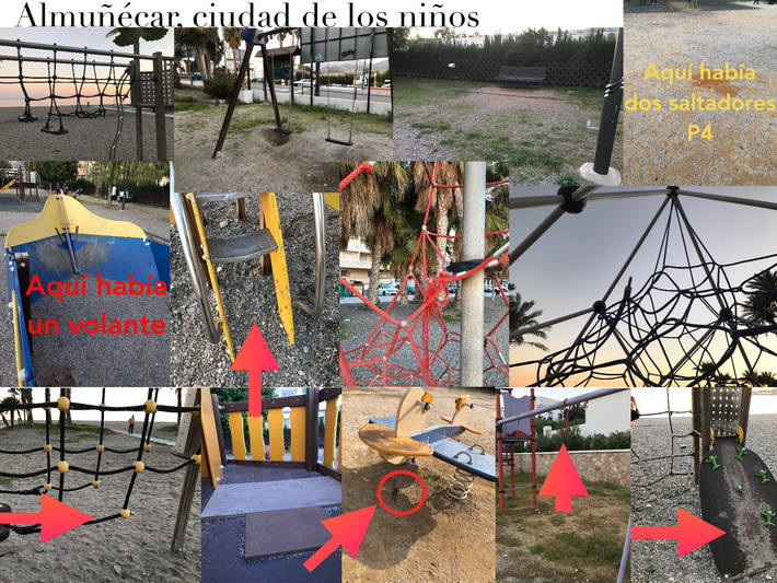 Padres y madres de Almuñécar muestran su preocupación y malestar por el estado de los parques infantiles.